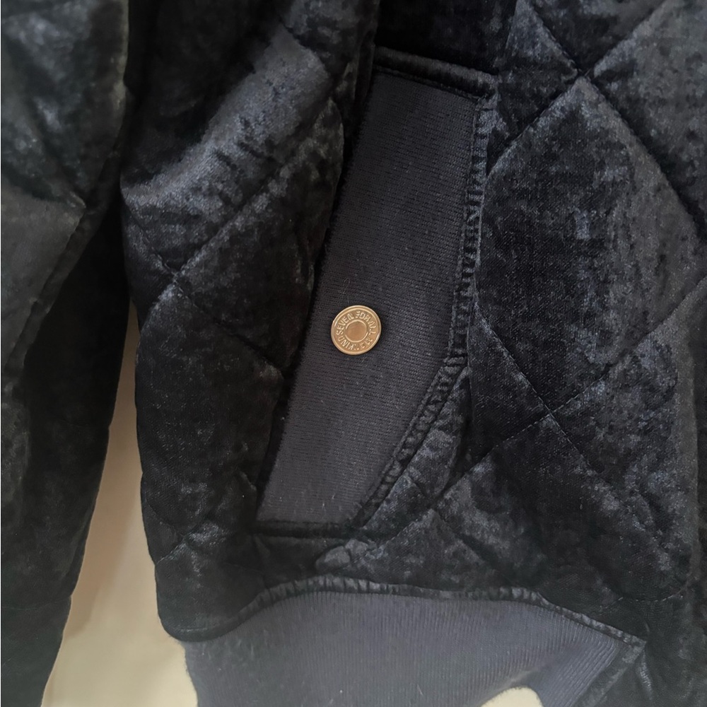 7 For All Mankind Dark Blue Quilted Bomber Jacket - Picture 4 of 7